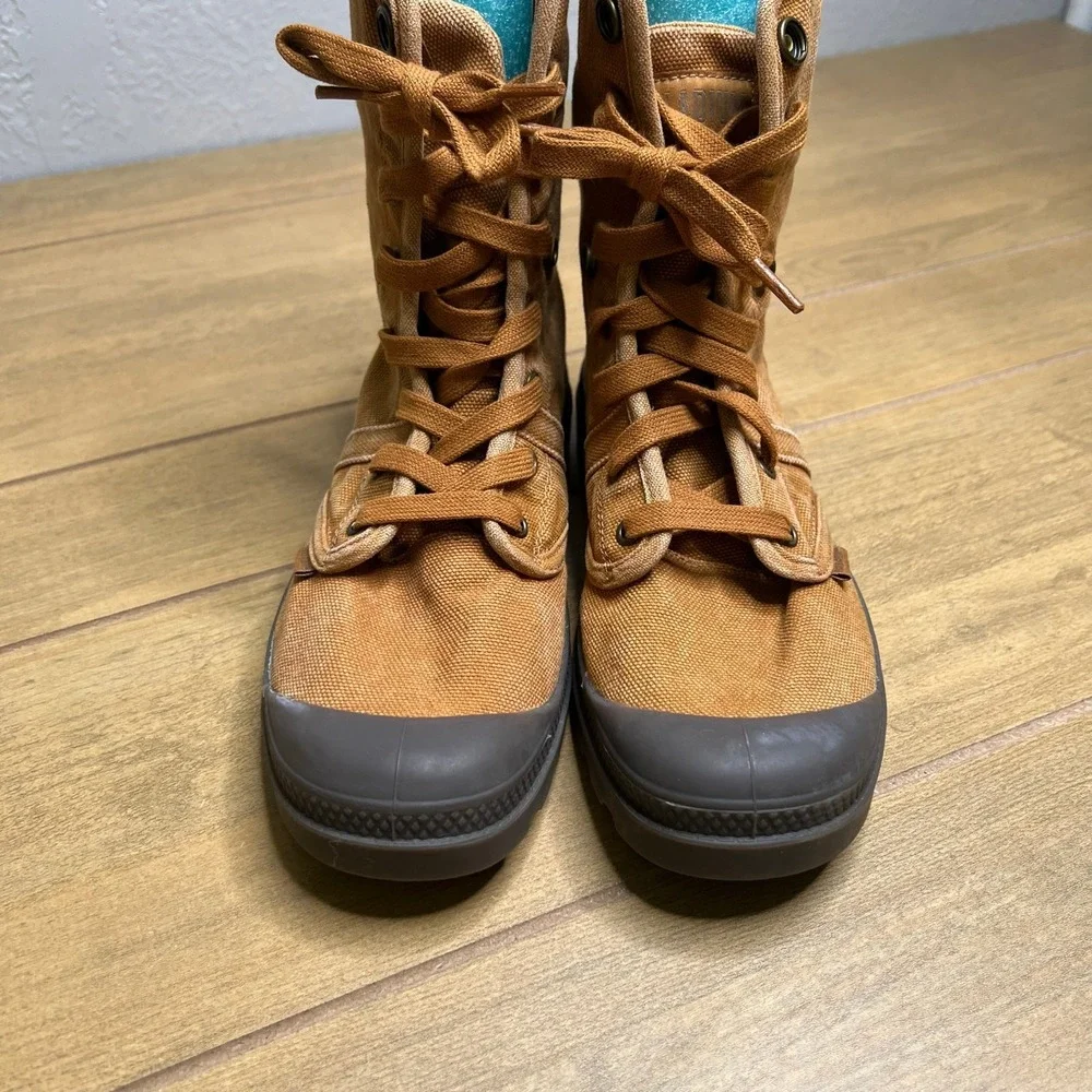 Palladium‎ Pampa Hi Boots Mens 7.5 Brown 02478-251-M Canvas Lug Sole Combat